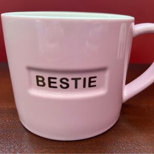 NWT Spritz Pink “Bestie” Stoneware Mug, with Gold tone Accents, 16 oz